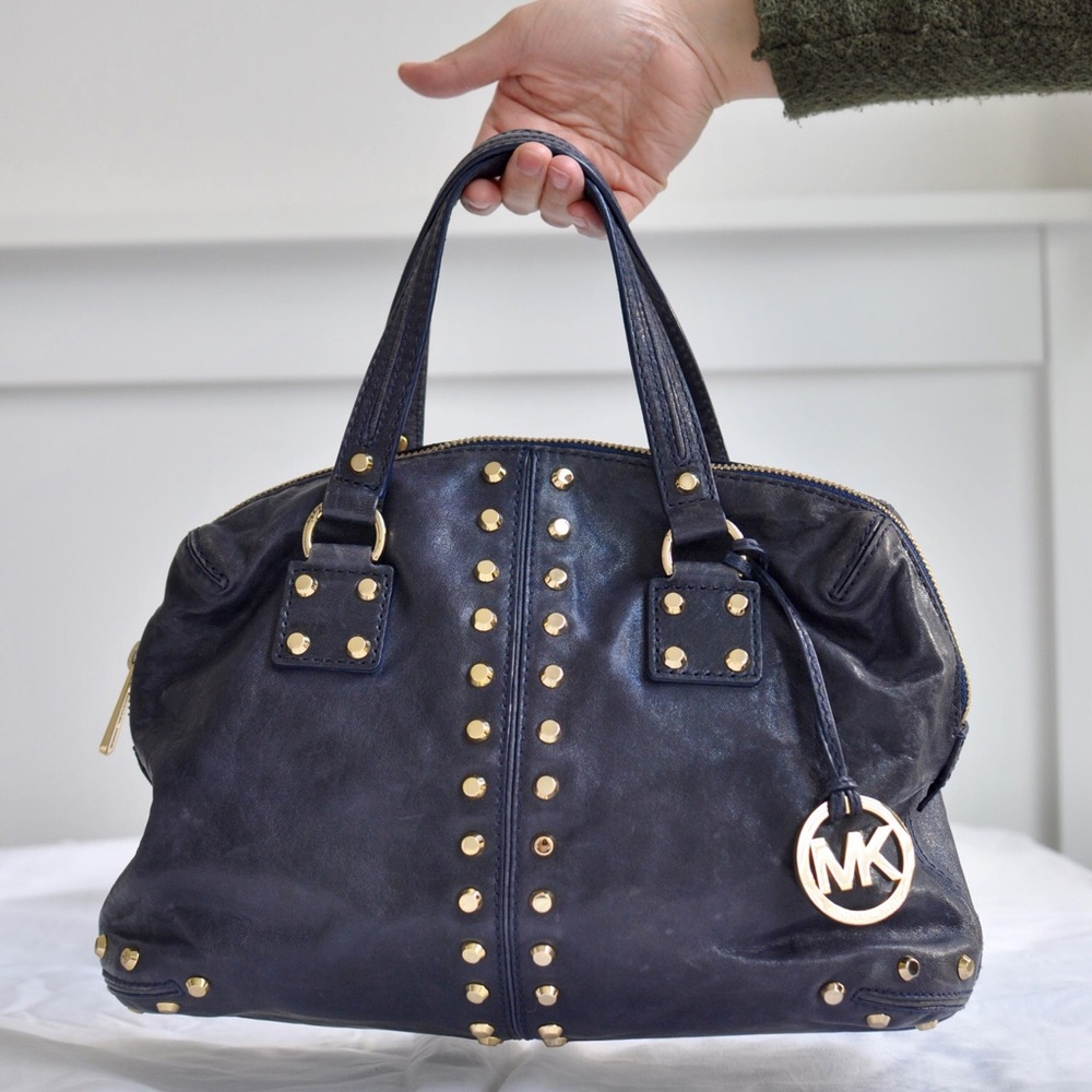 Michael Kors Soft Leather Navy Satchel